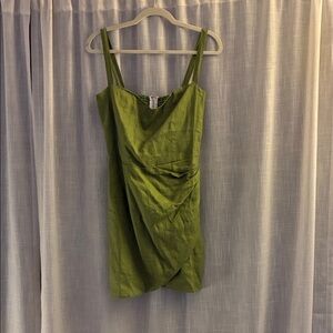 Reformation Olive Green Linen Dress